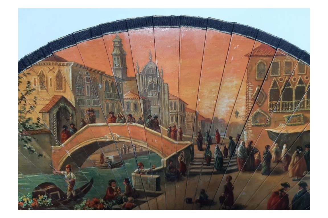 Coucher de soleil à Venise. Eventail vers 1900