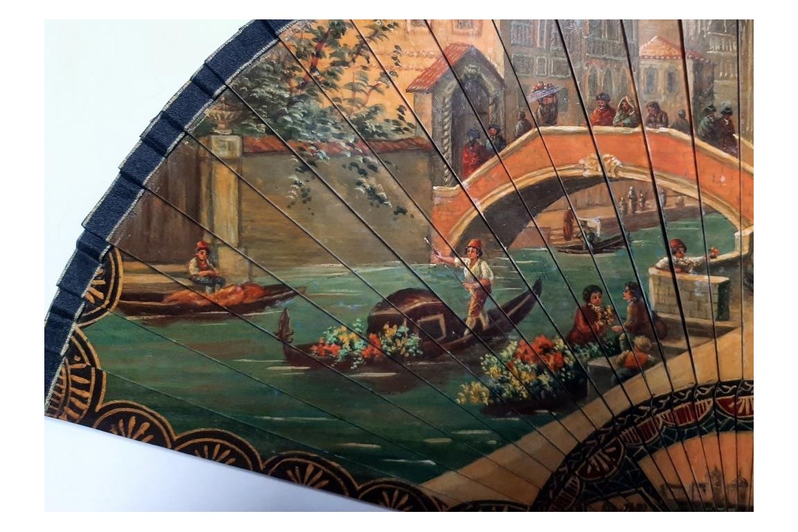 Coucher de soleil à Venise. Eventail vers 1900