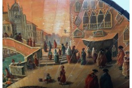Coucher de soleil à Venise. Eventail vers 1900