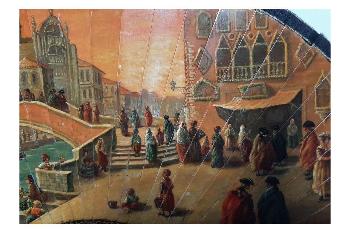 Coucher de soleil à Venise. Eventail vers 1900