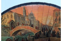 Coucher de soleil à Venise. Eventail vers 1900