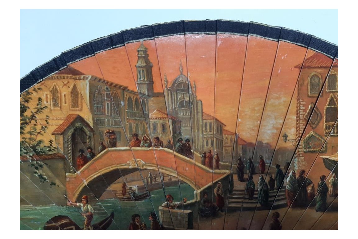 Coucher de soleil à Venise. Eventail vers 1900
