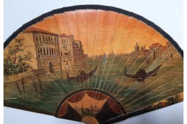 Coucher de soleil à Venise. Eventail vers 1900