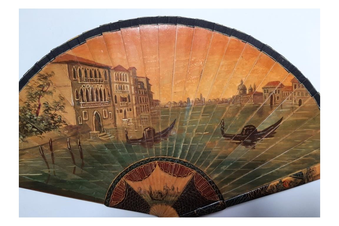 Coucher de soleil à Venise. Eventail vers 1900