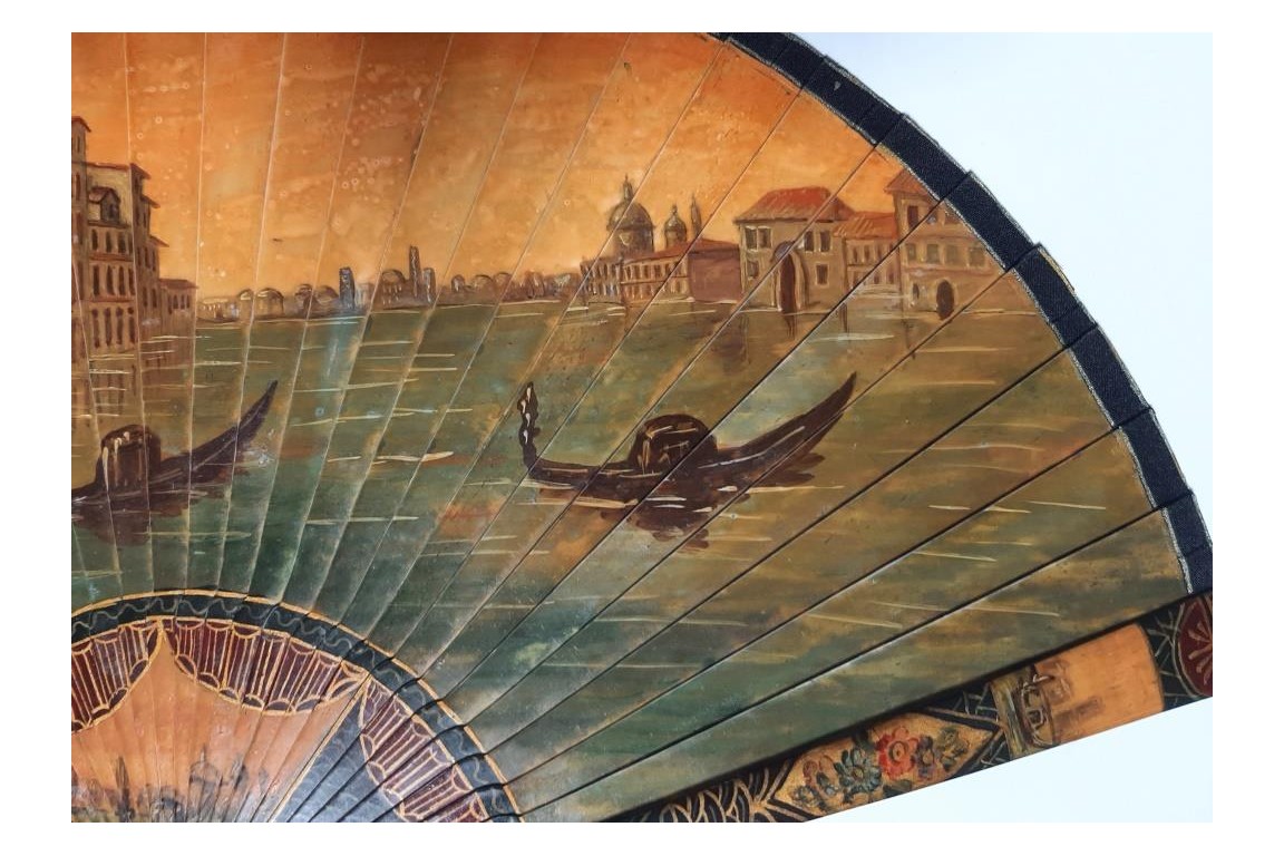Coucher de soleil à Venise. Eventail vers 1900