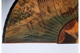 Coucher de soleil à Venise. Eventail vers 1900