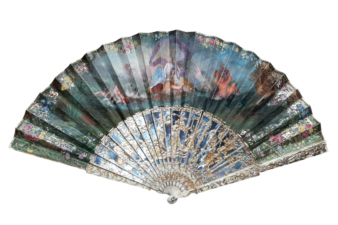 Majestic water gods, fan circa 1750-60