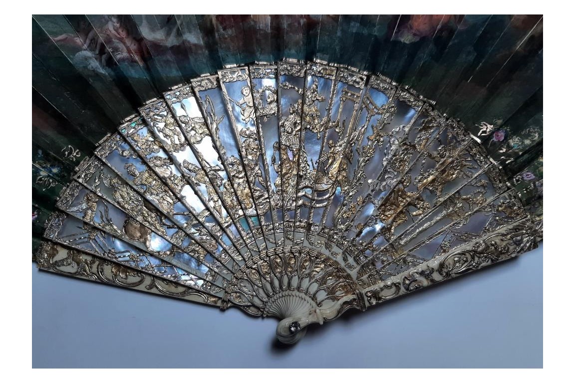 Majestic water gods, fan circa 1750-60