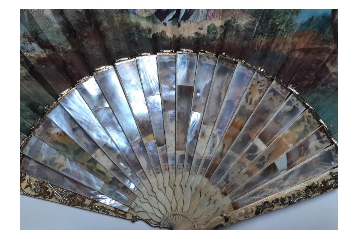 Majestic water gods, fan circa 1750-60