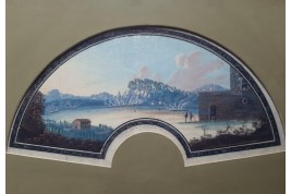 Les cendres et le souffre de Solfatara. Feuille d'éventail du Grand Tour, fin XVIIIeme