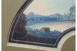 Les cendres et le souffre de Solfatara. Feuille d'éventail du Grand Tour, fin XVIIIeme