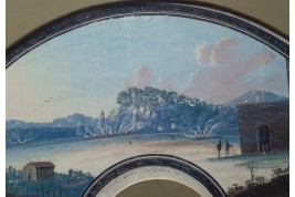 Les cendres et le souffre de Solfatara. Feuille d'éventail du Grand Tour, fin XVIIIeme