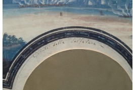 Les cendres et le souffre de Solfatara. Feuille d'éventail du Grand Tour, fin XVIIIeme