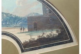 Les cendres et le souffre de Solfatara. Feuille d'éventail du Grand Tour, fin XVIIIeme