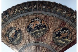 Chinese animals and nature, fan circa 1810-1820