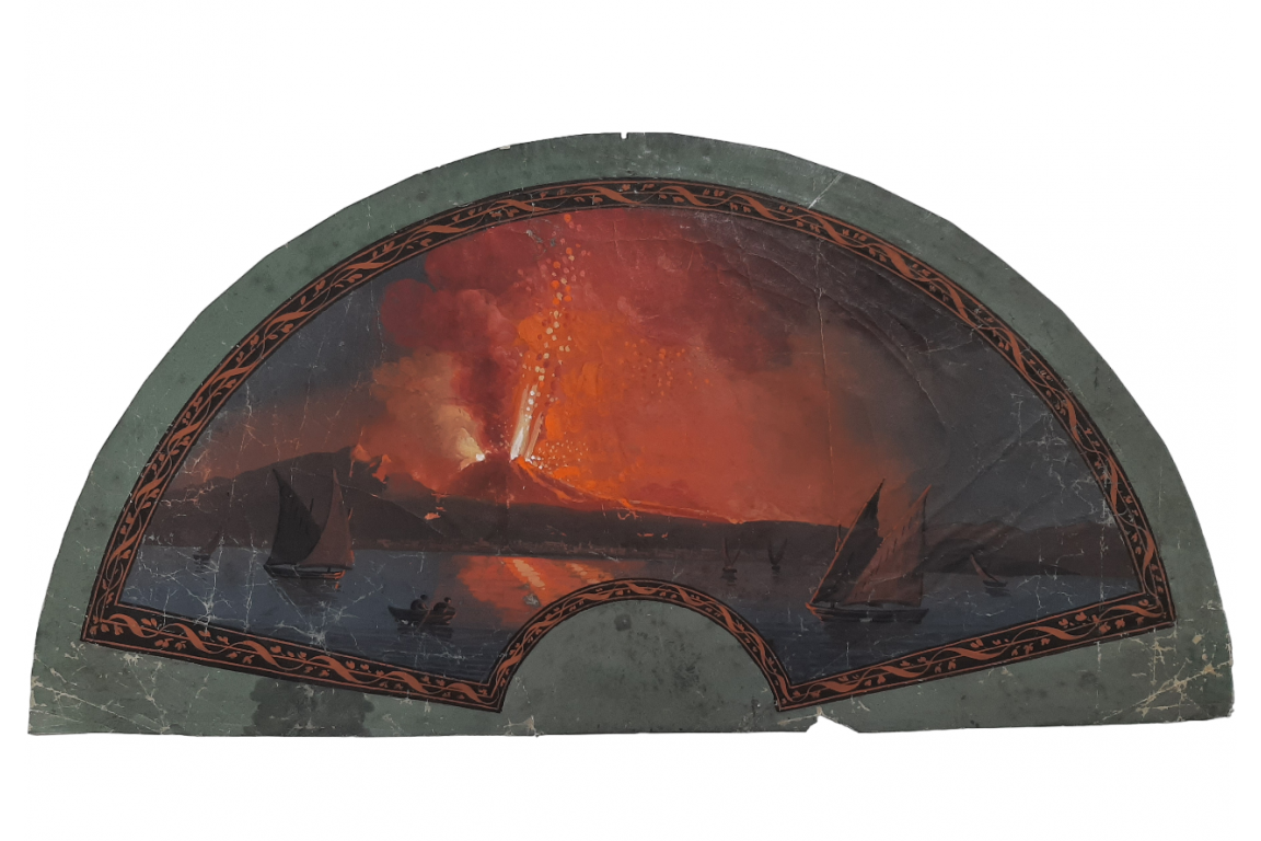 Lago Fusaro et Vesuvio, feuille d'éventail vers 1800-1820