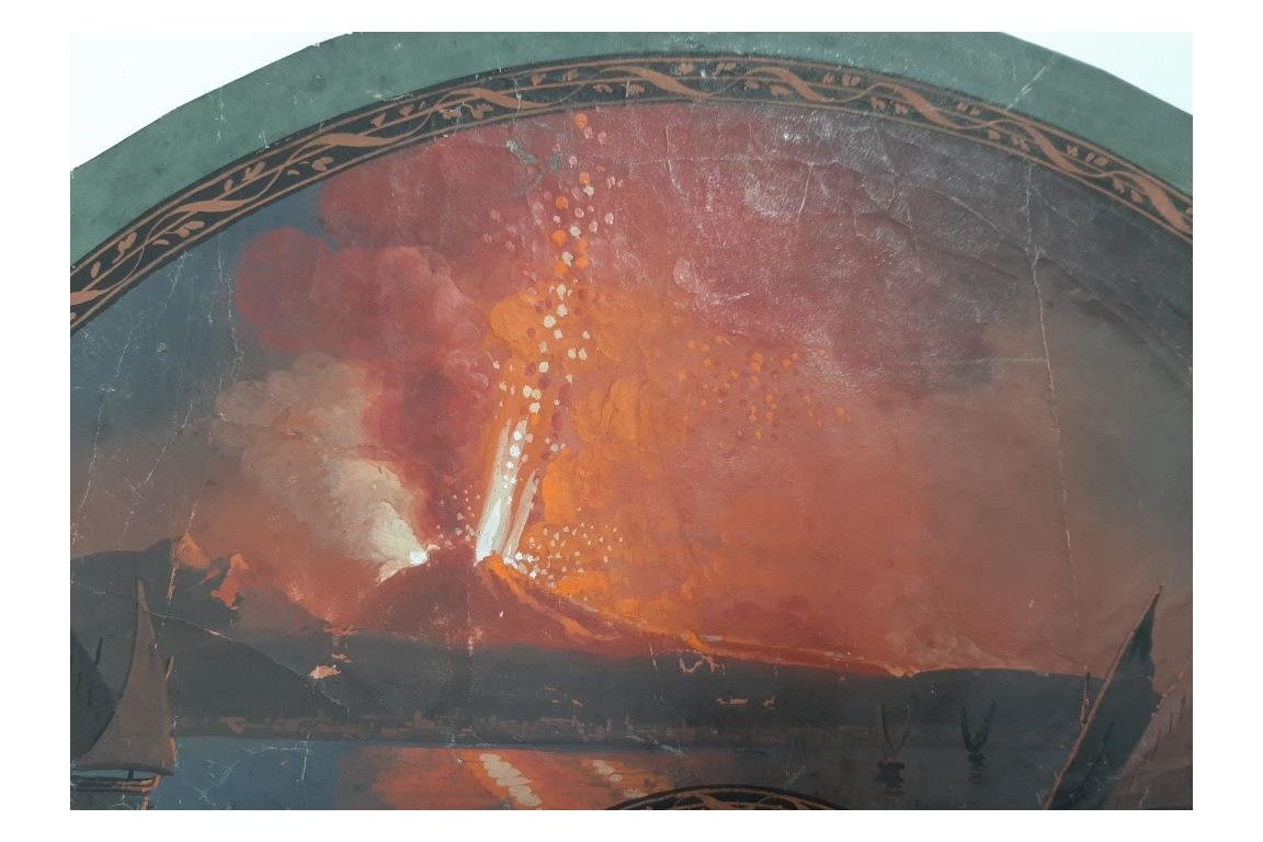 Lago Fusaro et Vesuvio, feuille d'éventail vers 1800-1820