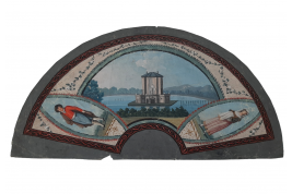 Lago Fusaro ans Vesuvio, fan leaf circa 1800-1820