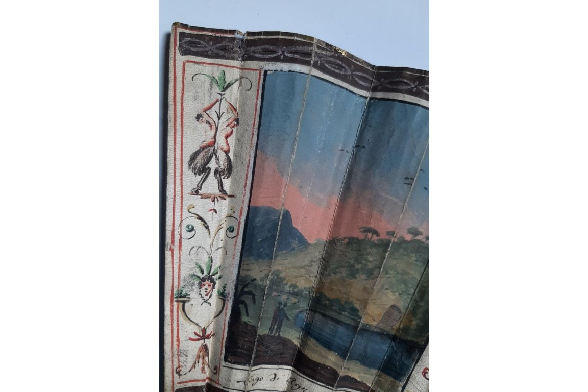 Eruptions du Vésuve et du Stromboli et le lac volcanique d'Agnano, éventail vers 1787