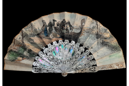Gondole galante, éventail vers 1860-80