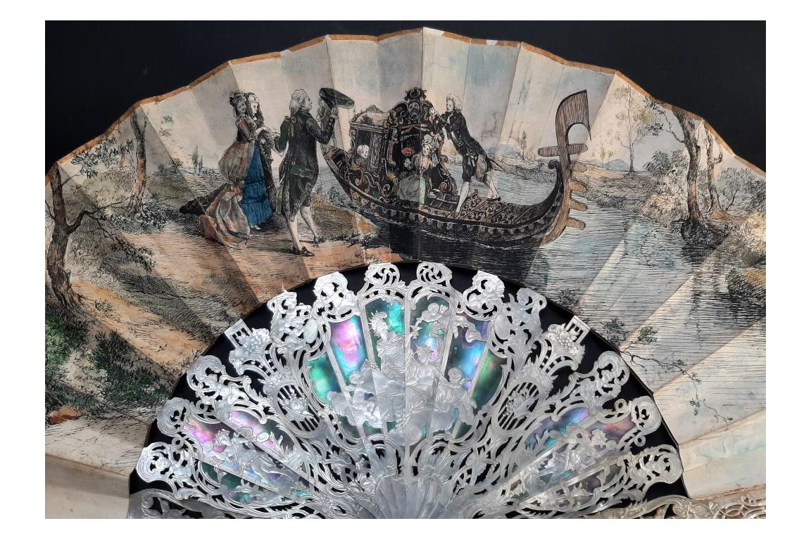 Gondola galante, fan circa 1860-80