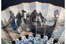 Gondole galante, éventail vers 1860-80