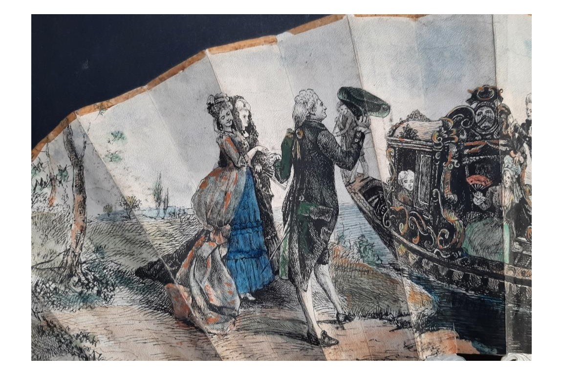 Gondole galante, éventail vers 1860-80