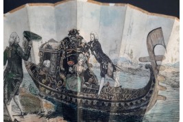 Gondole galante, éventail vers 1860-80