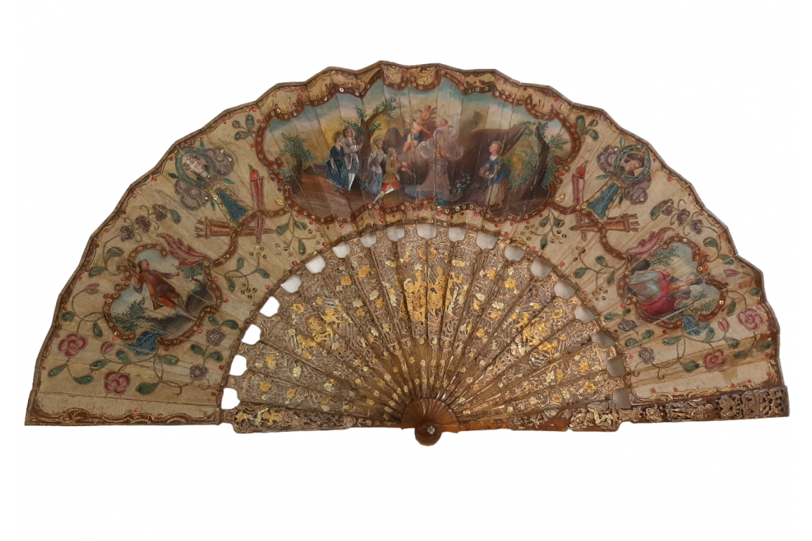 Love and royal arms, fan circa 1760