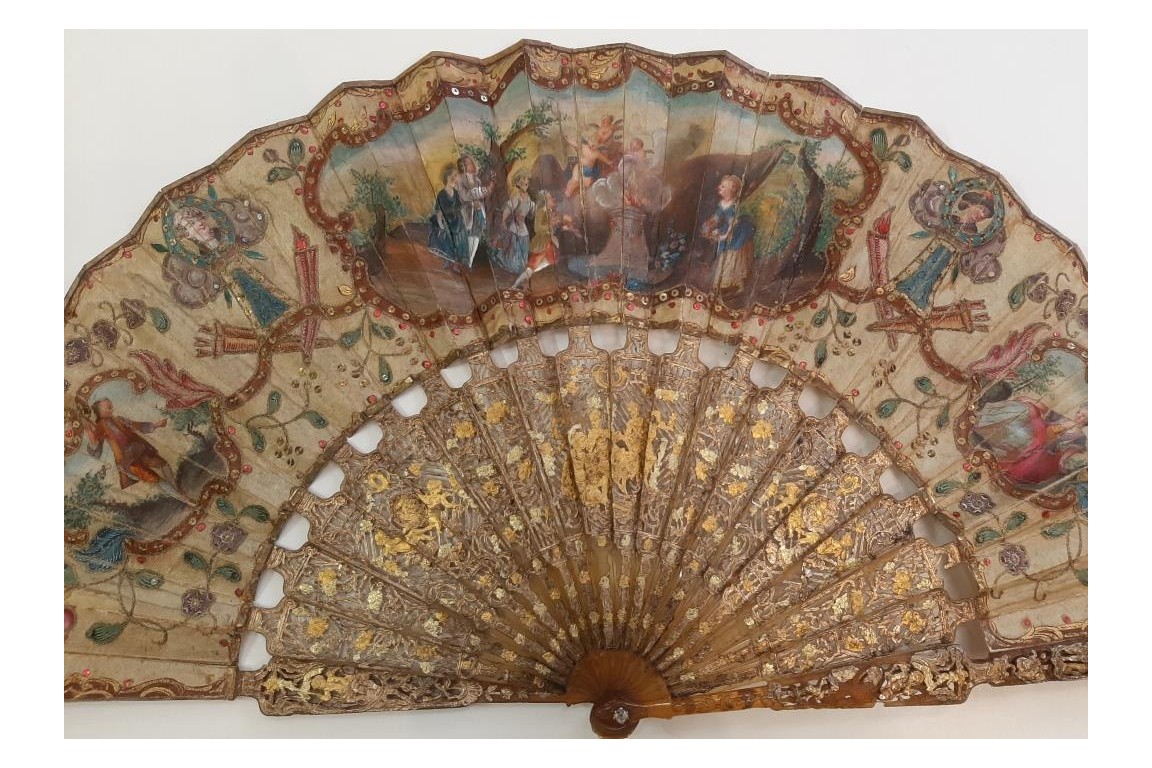 Love and royal arms, fan circa 1760