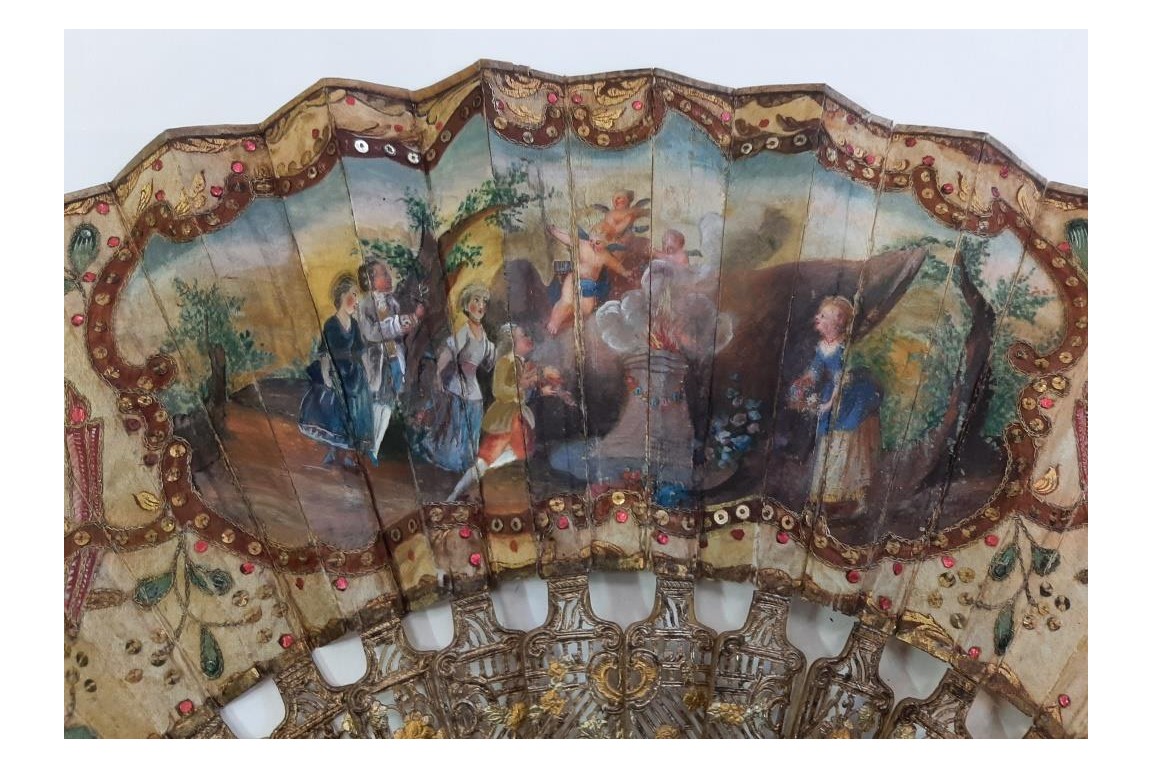 Love and royal arms, fan circa 1760