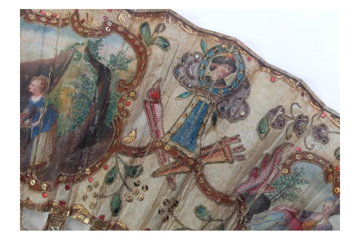 Love and royal arms, fan circa 1760