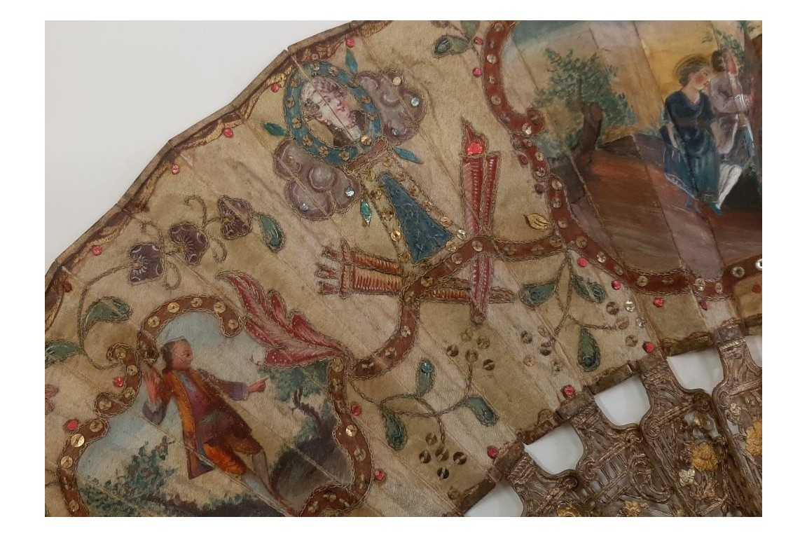 Love and royal arms, fan circa 1760