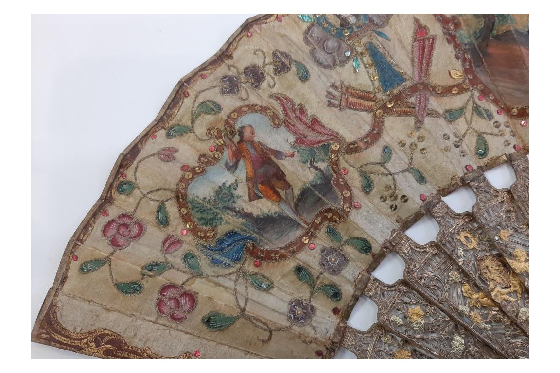 Love and royal arms, fan circa 1760