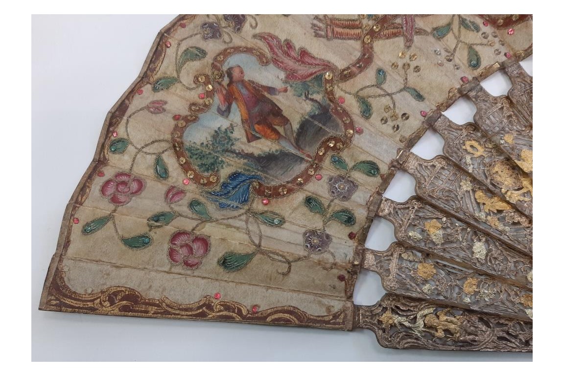 Love and royal arms, fan circa 1760