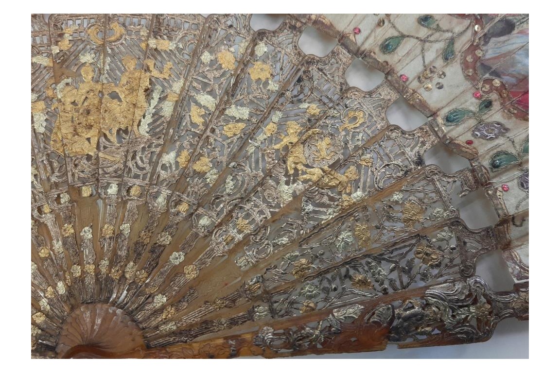 Love and royal arms, fan circa 1760