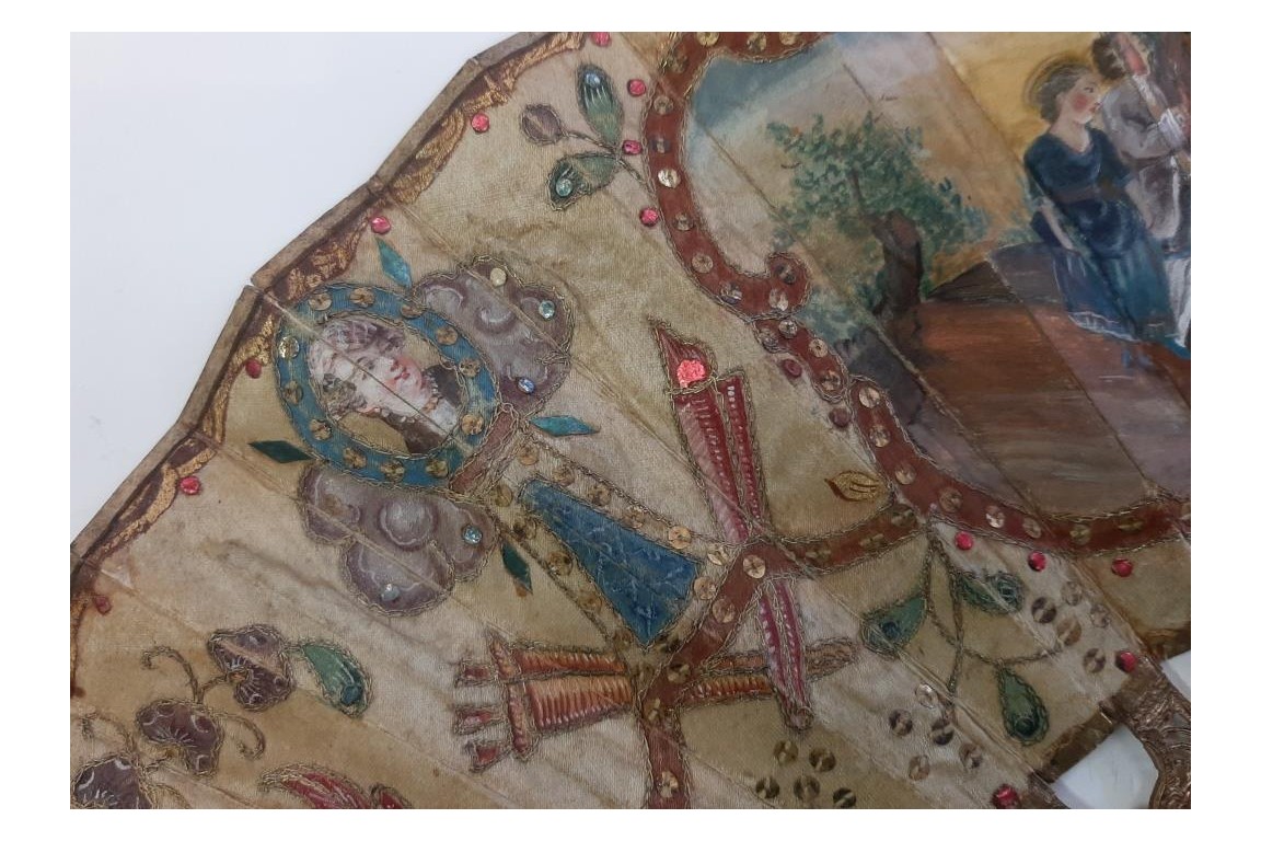 Love and royal arms, fan circa 1760