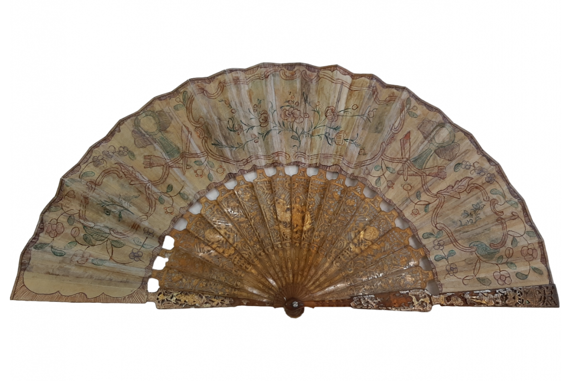 Love and royal arms, fan circa 1760