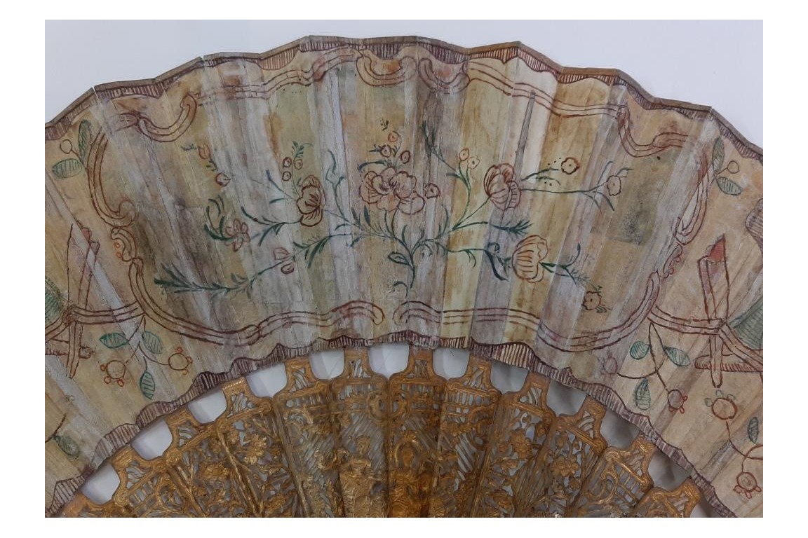 Love and royal arms, fan circa 1760