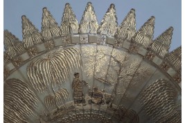 Chinoiserie de corne et d'or, éventail vers 1820--30