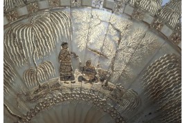 Chinoiserie de corne et d'or, éventail vers 1820--30