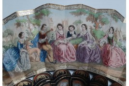 Galanterie au mica, éventail vers 1860