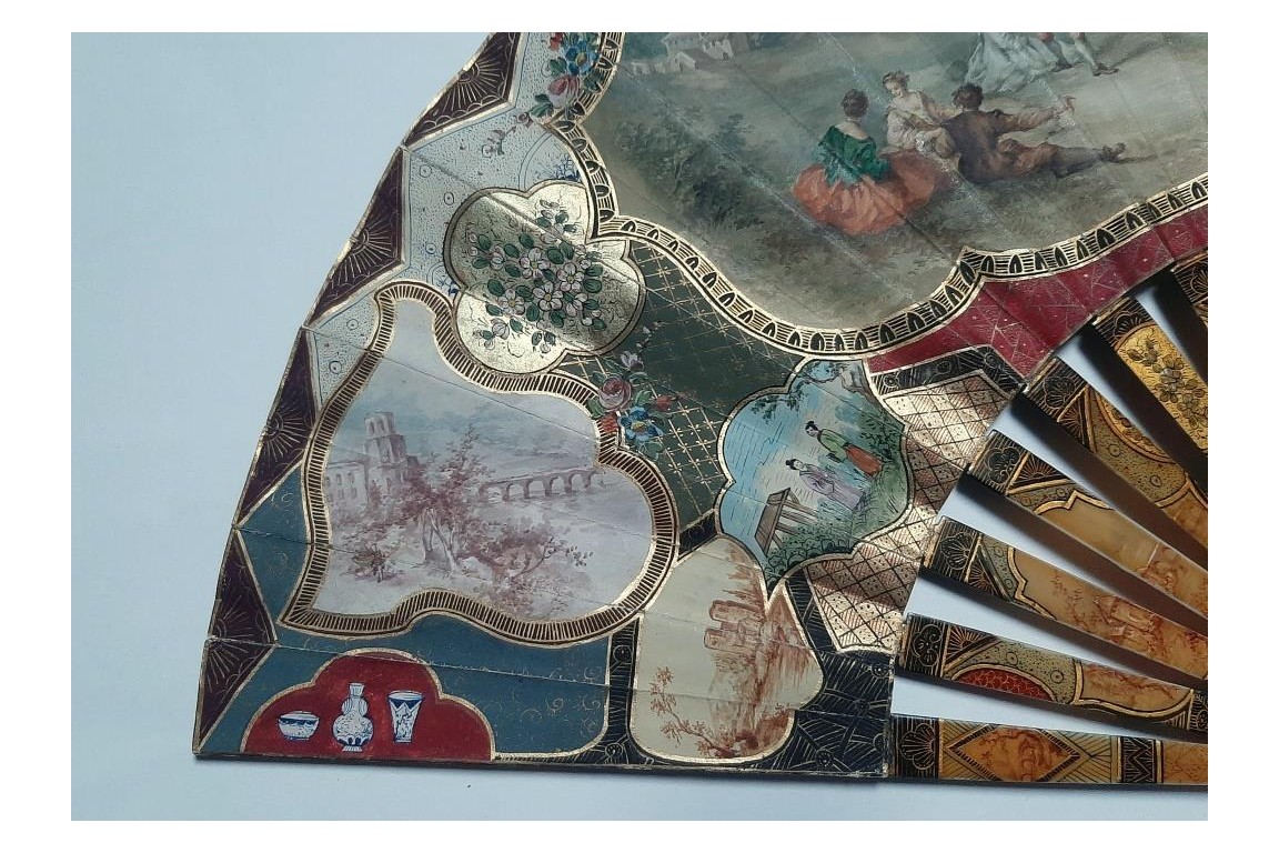 The colors of the party,  19th-century pastiche fan