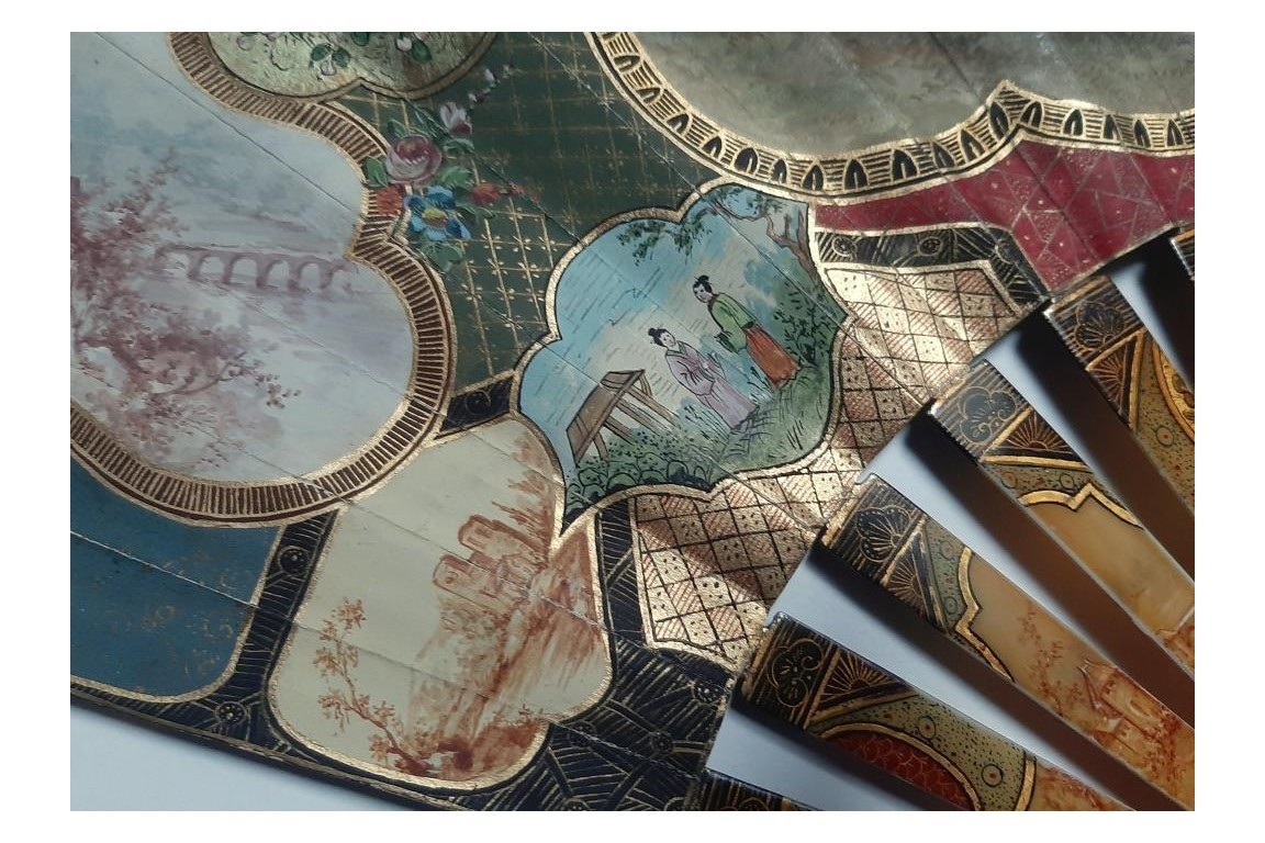 The colors of the party,  19th-century pastiche fan
