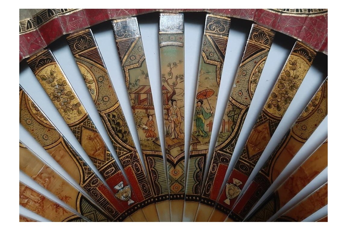 The colors of the party,  19th-century pastiche fan