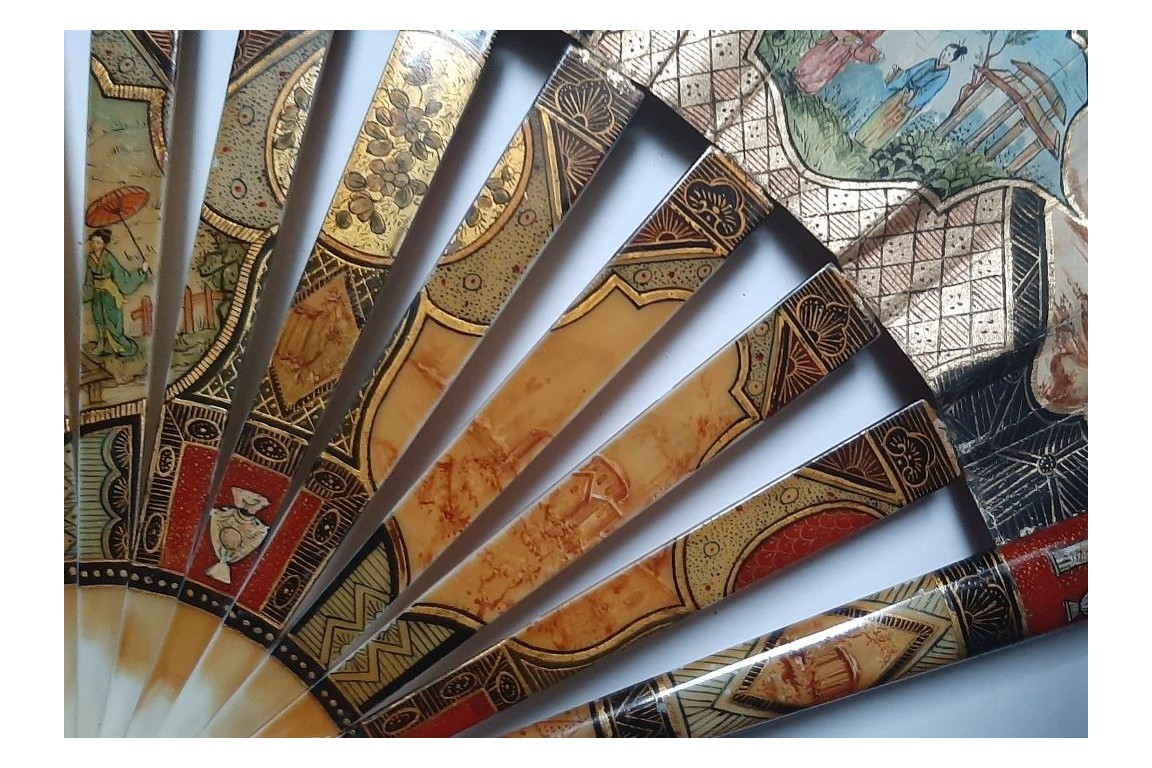 The colors of the party,  19th-century pastiche fan