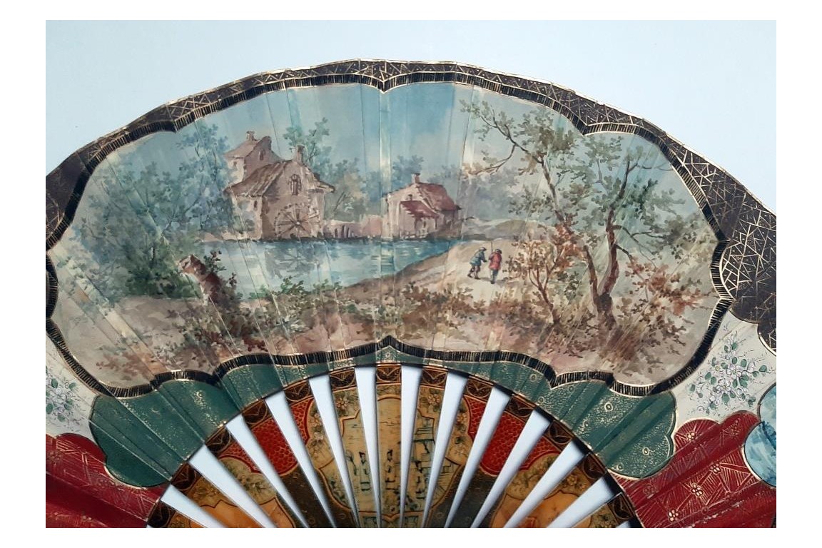Les couleurs de la fête, éventail pastiche 19eme siècle