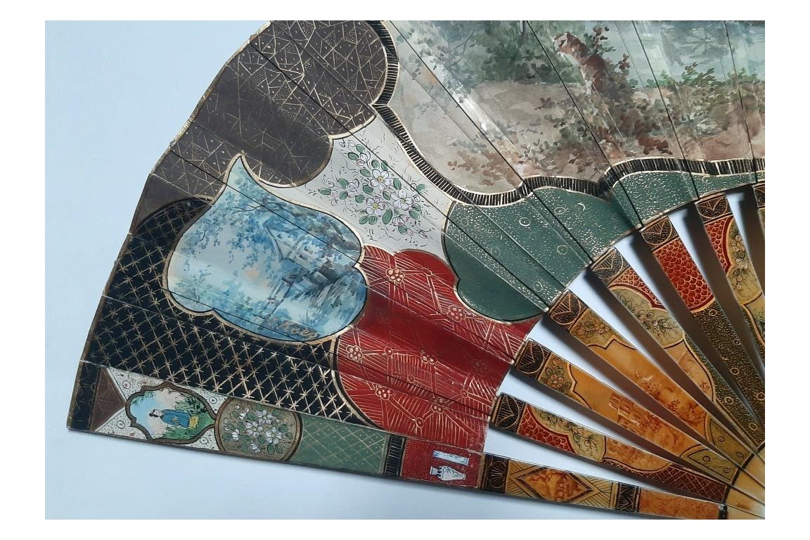 The colors of the party,  19th-century pastiche fan
