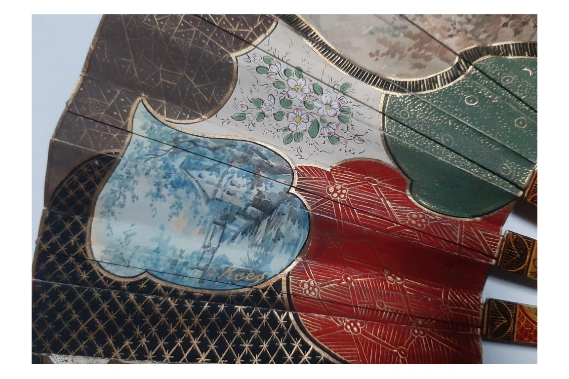 The colors of the party,  19th-century pastiche fan