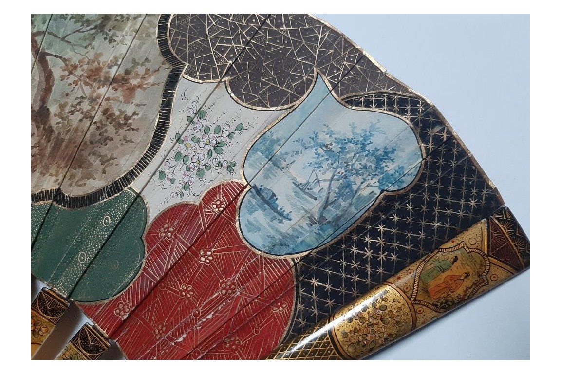 The colors of the party,  19th-century pastiche fan